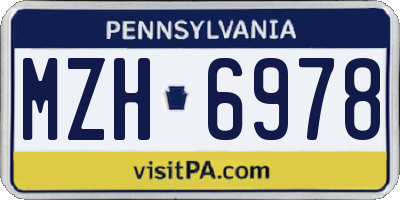 PA license plate MZH6978