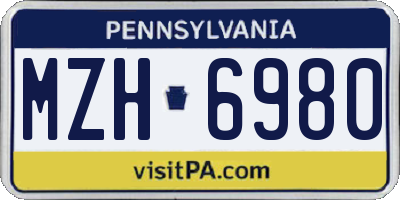 PA license plate MZH6980