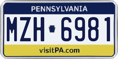 PA license plate MZH6981