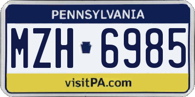 PA license plate MZH6985