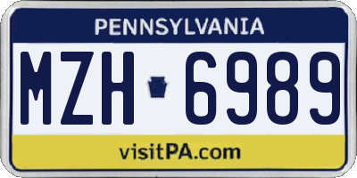 PA license plate MZH6989