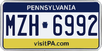 PA license plate MZH6992