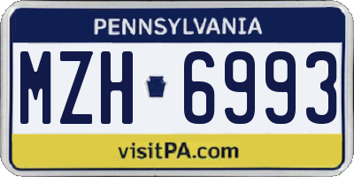 PA license plate MZH6993