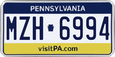 PA license plate MZH6994
