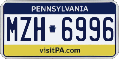 PA license plate MZH6996