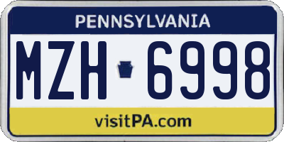 PA license plate MZH6998