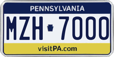 PA license plate MZH7000