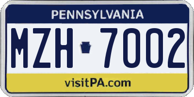 PA license plate MZH7002