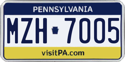 PA license plate MZH7005