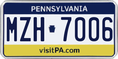 PA license plate MZH7006