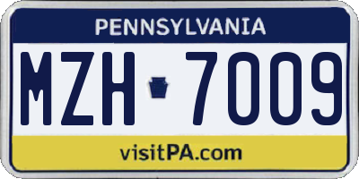PA license plate MZH7009