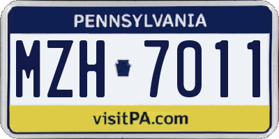 PA license plate MZH7011