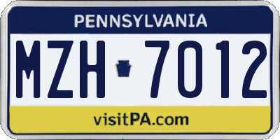 PA license plate MZH7012