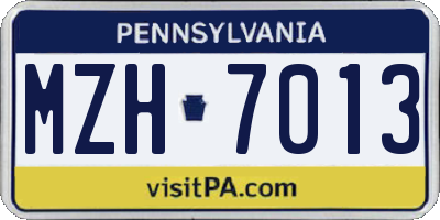 PA license plate MZH7013