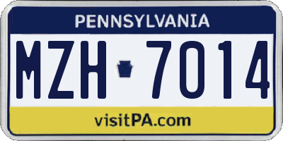 PA license plate MZH7014