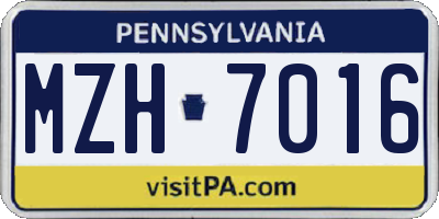 PA license plate MZH7016