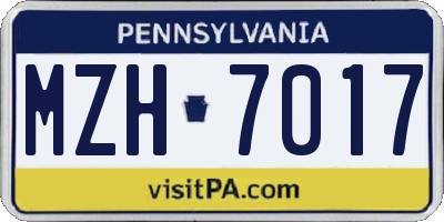 PA license plate MZH7017
