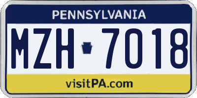 PA license plate MZH7018