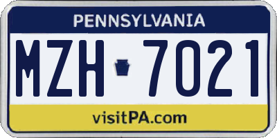PA license plate MZH7021