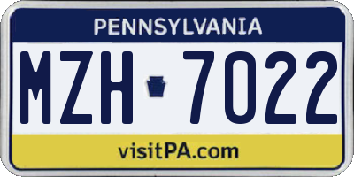 PA license plate MZH7022