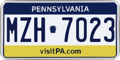 PA license plate MZH7023