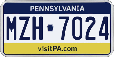 PA license plate MZH7024