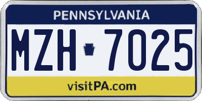 PA license plate MZH7025