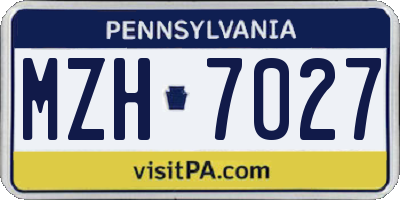 PA license plate MZH7027