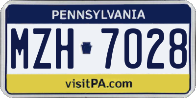 PA license plate MZH7028