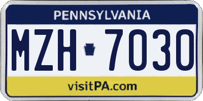 PA license plate MZH7030