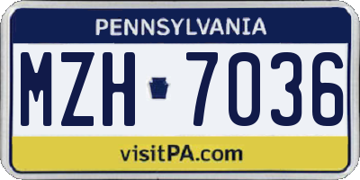 PA license plate MZH7036