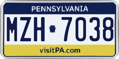PA license plate MZH7038