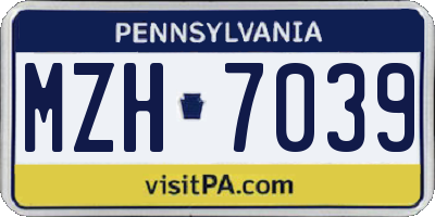 PA license plate MZH7039