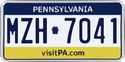 PA license plate MZH7041