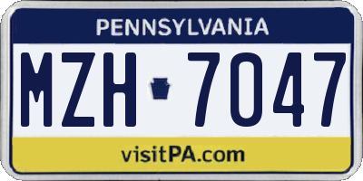 PA license plate MZH7047