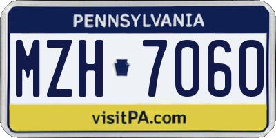 PA license plate MZH7060
