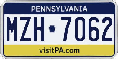 PA license plate MZH7062
