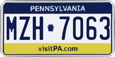PA license plate MZH7063