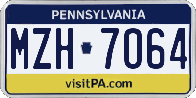 PA license plate MZH7064