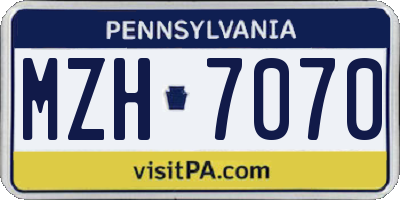 PA license plate MZH7070