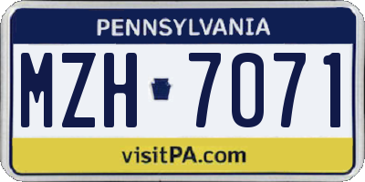 PA license plate MZH7071