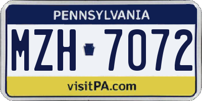 PA license plate MZH7072