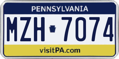 PA license plate MZH7074