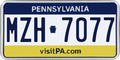 PA license plate MZH7077