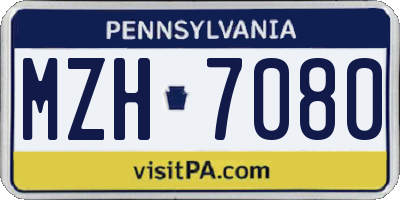 PA license plate MZH7080