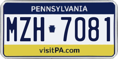 PA license plate MZH7081