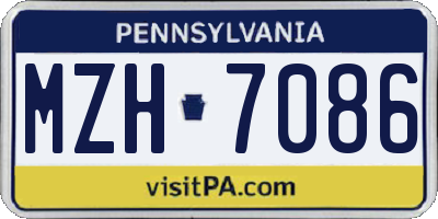 PA license plate MZH7086