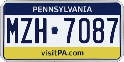 PA license plate MZH7087