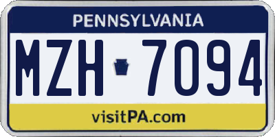 PA license plate MZH7094