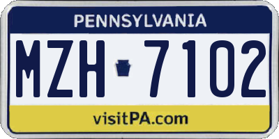 PA license plate MZH7102